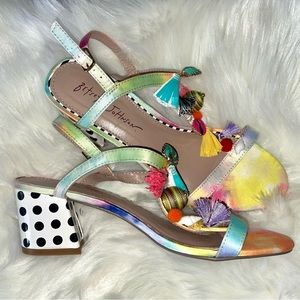 Betsy Johnson Polka Dot Toe Dye Strap Heel